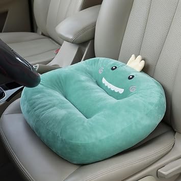 Cartoon Plush Car Booster Seat Cushion, Cute Funny Car Seat Cushion Heightening,Chair Cushion for Office Sofa Living Room Dinosaur