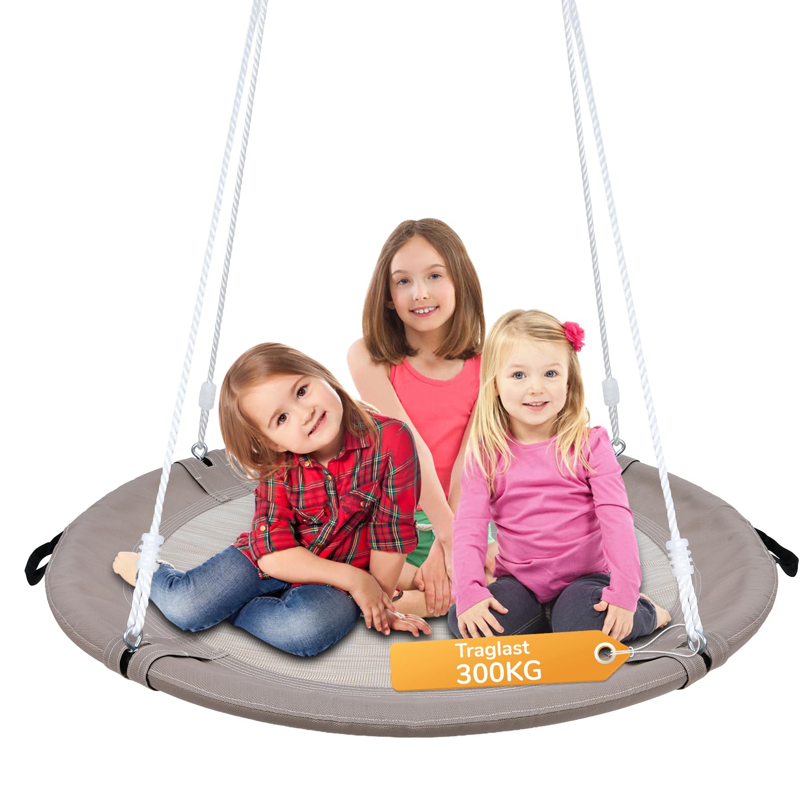 Trekassy Altalena a nido per esterni, 100 cm, per fino a 300 kg, Oxford 900D, impermeabile, per bambini, giardino, 2 cinghie, 3 m, regolabile per interni ed esterni (sabbia)