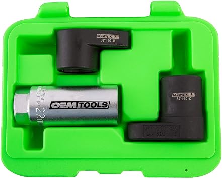 OEMTOOLS 37110 Oxygen Sensor Socket Set, 3 Piece O2 Sensor Wrench Kit with Case, 22mm O2 Sensor Socket Tools for 3/8 Drive and 1/2 Drive Sensor Remover And Installer, Oxygen Sensor Wrench