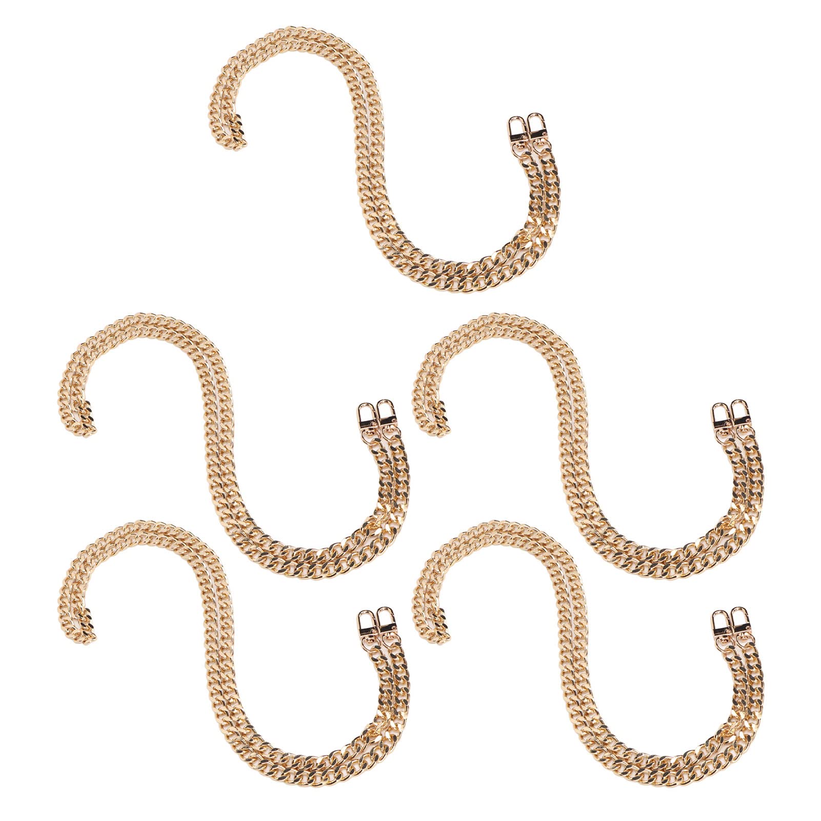 Paquete de 5 cadenas curvas de 1,2 m, suministros para fabricación de joyas, eslabones de metal trenzados a prueba de herrumbre, cadena artesanal para collar DIY, pulsera, j (Oro)