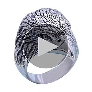 Retro 925 Sterling Silver Eagle Head Ring Punk Jewelry for