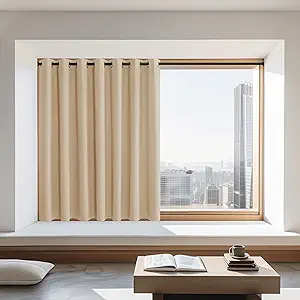 NICETOWN 72 inch Sliding Door Curtain for Bedroom, Grommet Thermal Insulated Window Treatment Room Darkening Sound Reducing for Home Office, Biscotti Beige, 1 Panel, W100 x L72