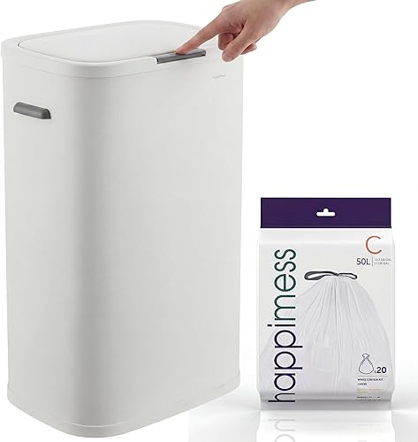 Miniatura 11 de happimess HPM1017K Tammi - Cubo de basura delgado de 14.5 galones de metal con botón de presión para el hogar, cocina, lavandería, oficina, Pastel