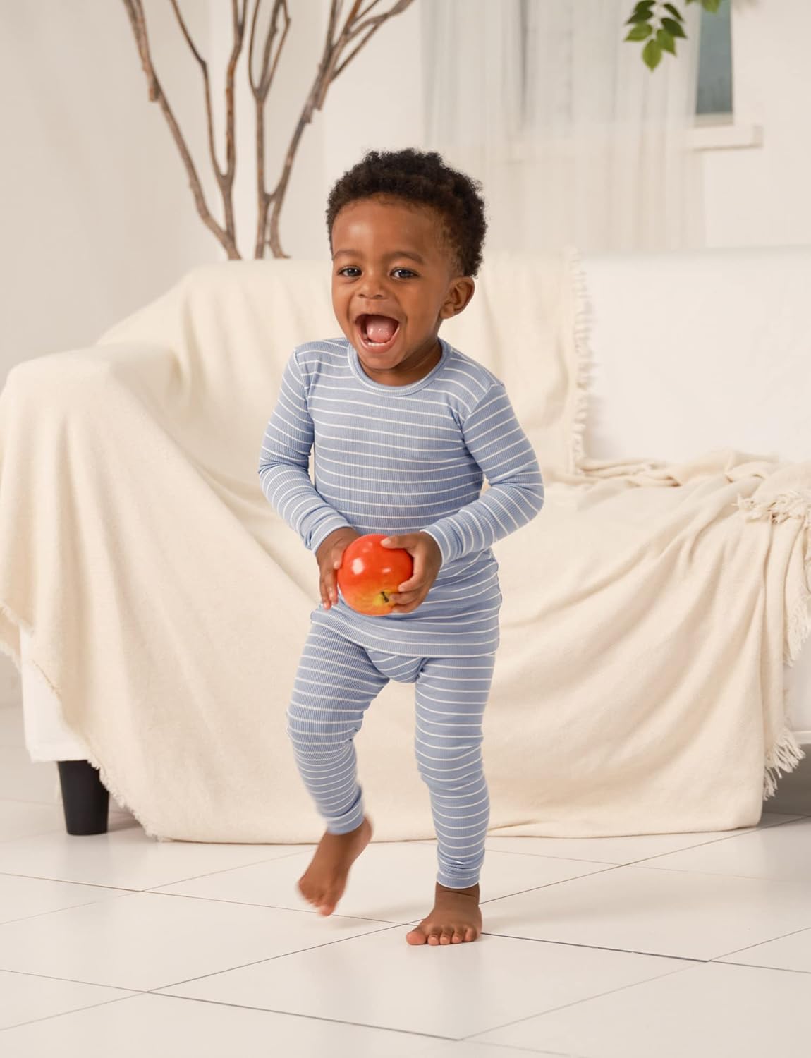 AVAUMA Stripe Pattern Baby Boys Girls Pajama Set Kids Toddler Snug fit Ribbed Sleepwear pjs for Daily Life Style - Image 2