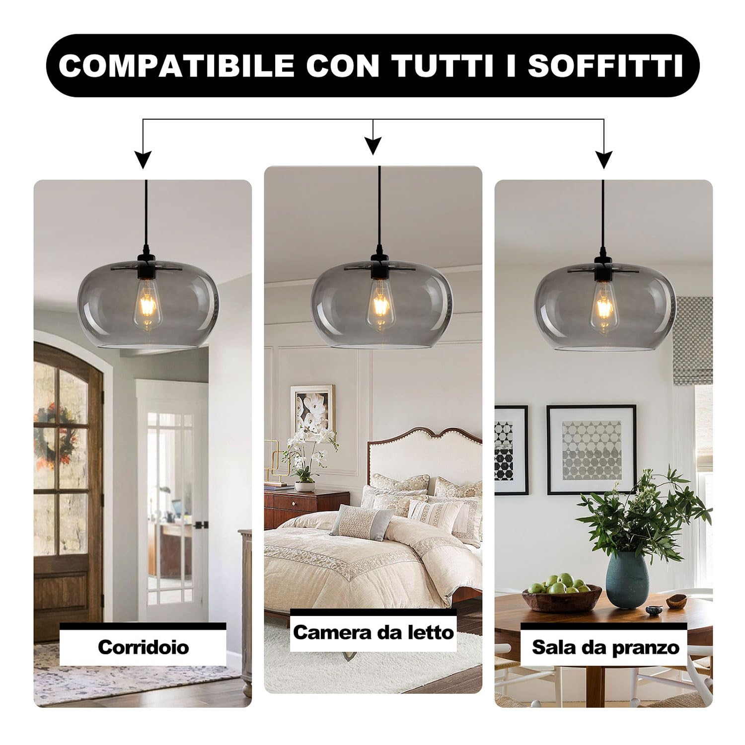 Lampadario A Testa Singola Lampadario In Vetro Postmoderno E27 Illuminazione A Sospensione In Ferro Di Lusso Leggero Per Cucina A Isola Lampada In Vetro Nordico Lampade Adatte Per Cucine