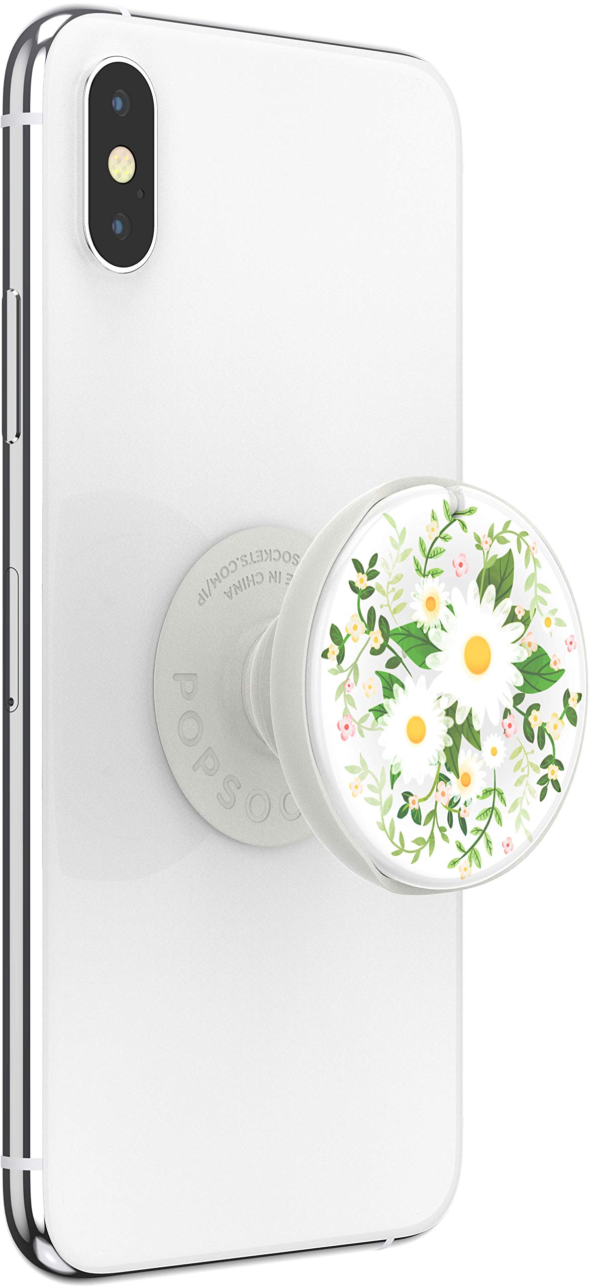 PopGrip Mirror - Support Et Grip Smartphone Avec Miroir Orientable Et Grossissant | Compatible Recharge Sans Fil, Design Marbre Blanc