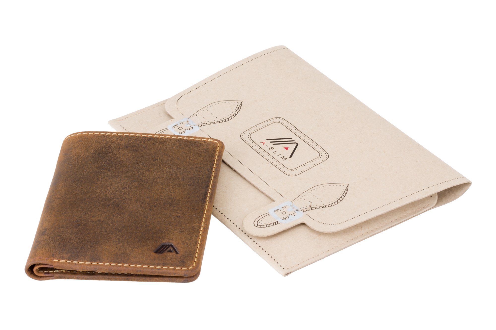 A-Slim Porte-monnaie en cuir Smart RFID Portafoglio sottile da uomo Portafoglio per bankonote e contanti La fente peut être scannée ultérieurement pour obtenir le consentement au paiement