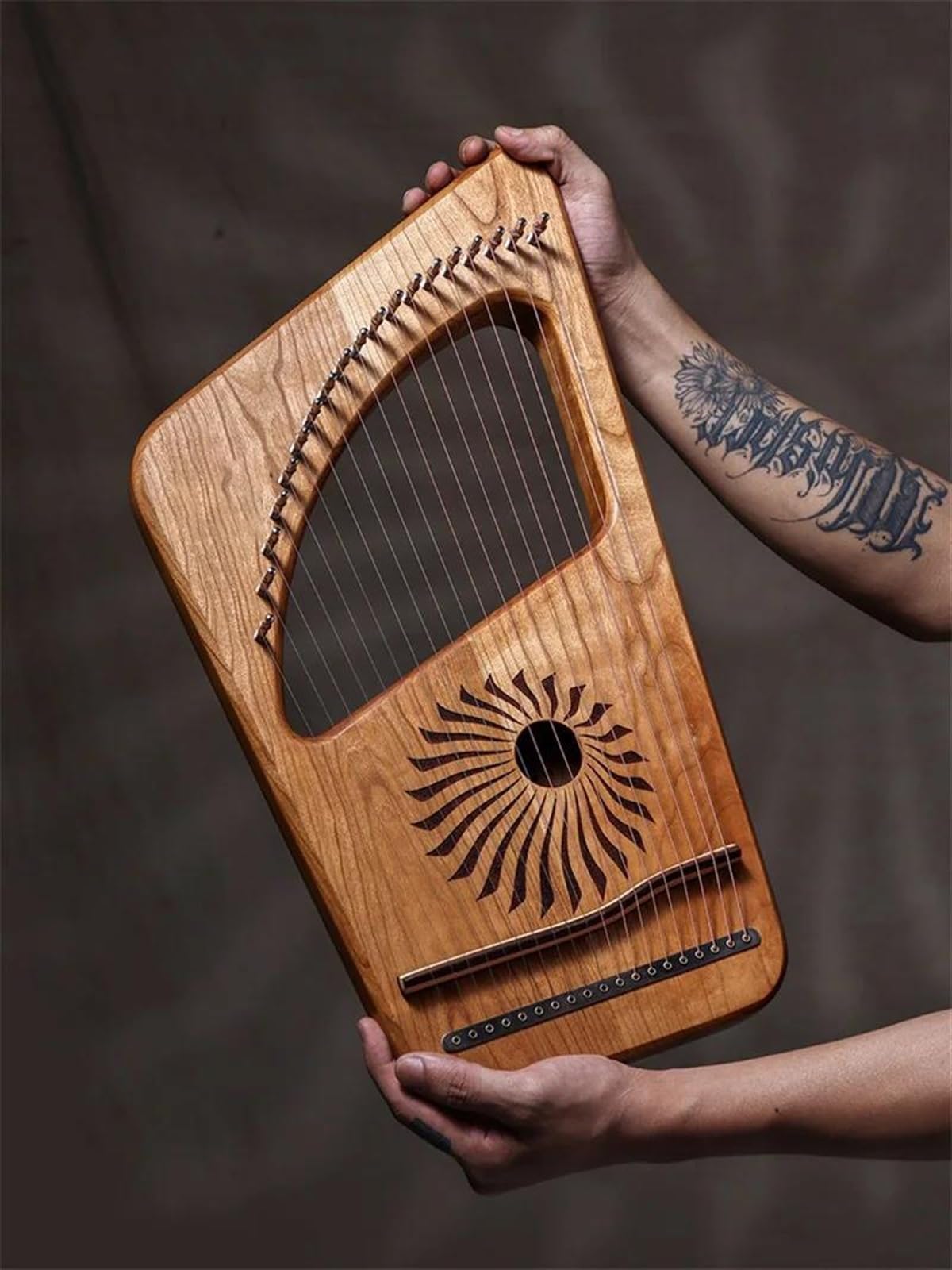 Erwachsene harfe Harfe 19 Saiten Finger Klavier Harfe Kirsche Holz Buche Material Lyra Schlüssel C Saiten Instrument Geschenke