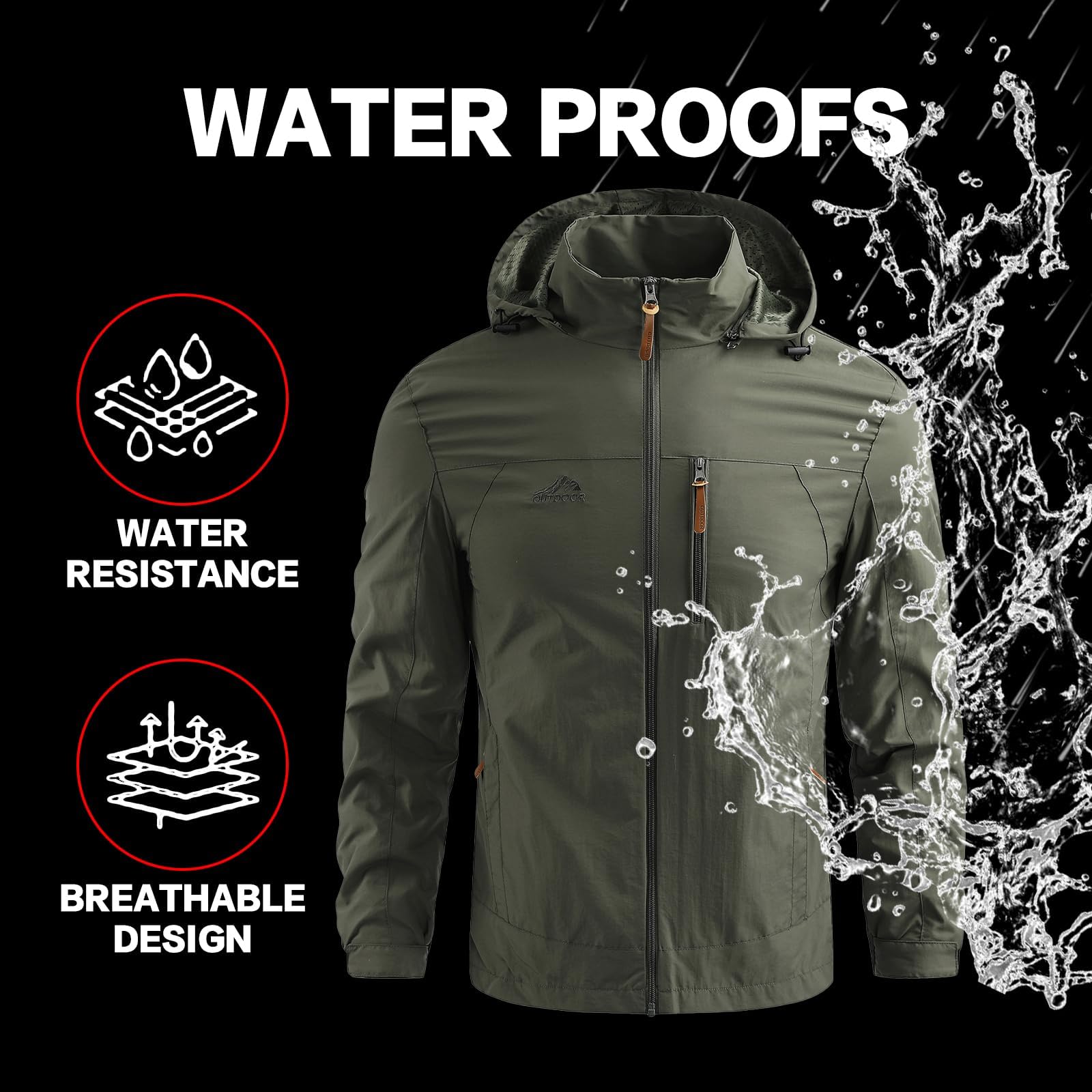 Veste imperméable d'extérieur personnalisée pour homme, logo personnalisé, texte, coupe-vent, manteau de pluie