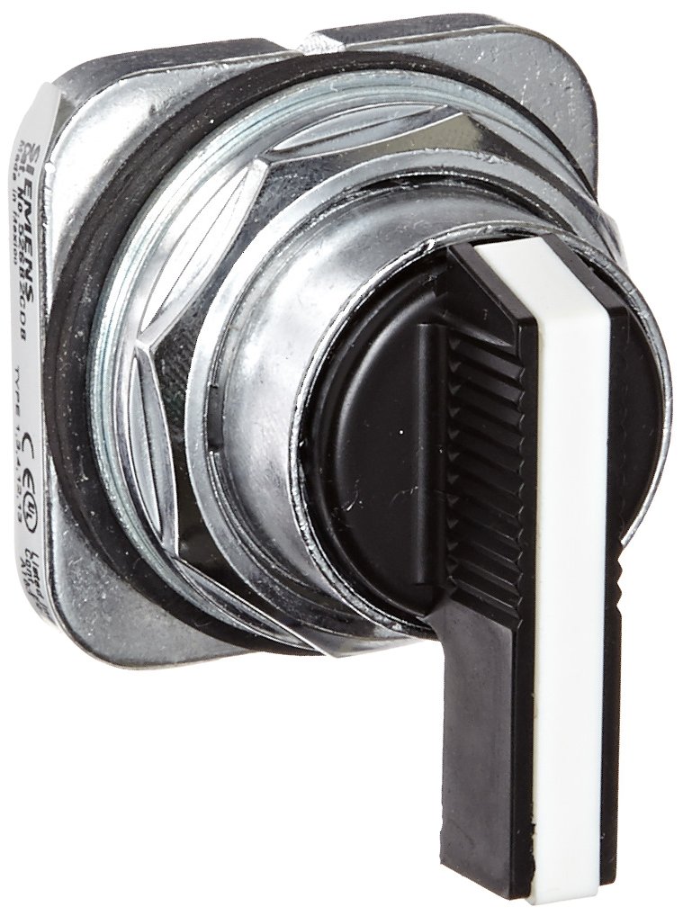 Siemens 52SB2CDB Heavy Duty Selector Switch, Water and Oil Tight, 3 Positions, Momentary Spring Return from Left and Right Operation, Long Lever, White, C Cam Code