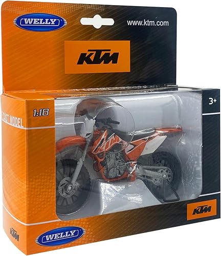 Miniatura 4 de Welly Die Cast motocicleta naranja KTM 450 SX-F, escala 118, modelo coleccionable motocicleta Dirt Bike