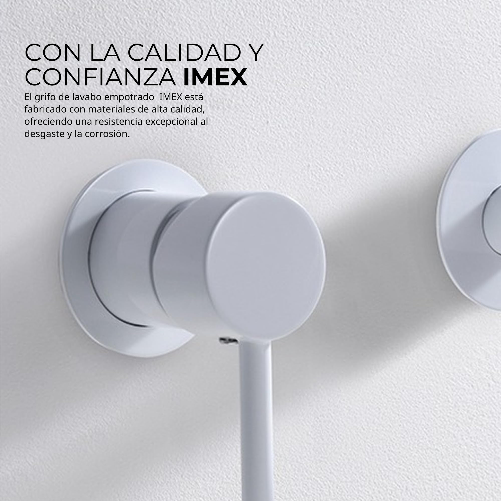 IMEX - Grifo Lavabo Empotrado | Grifo Empotrado Baño con Agua Fria y Caliente | Grifo Monomando Lavabo Pared con Ahorro de Agua | Serie Etna | Color Blanco Mate