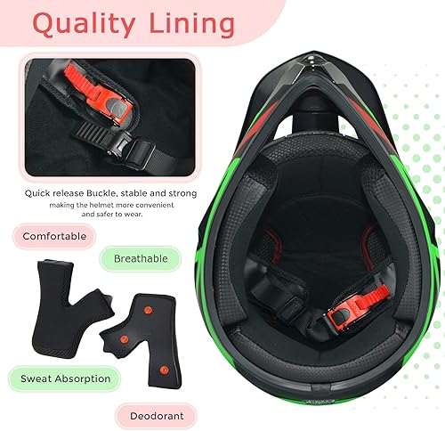 Miniatura 3 de Casco de motocross para jóvenes, casco de motocicleta para adultos, casco de motocicleta todoterreno, casco de bicicleta de montaña aprobado por