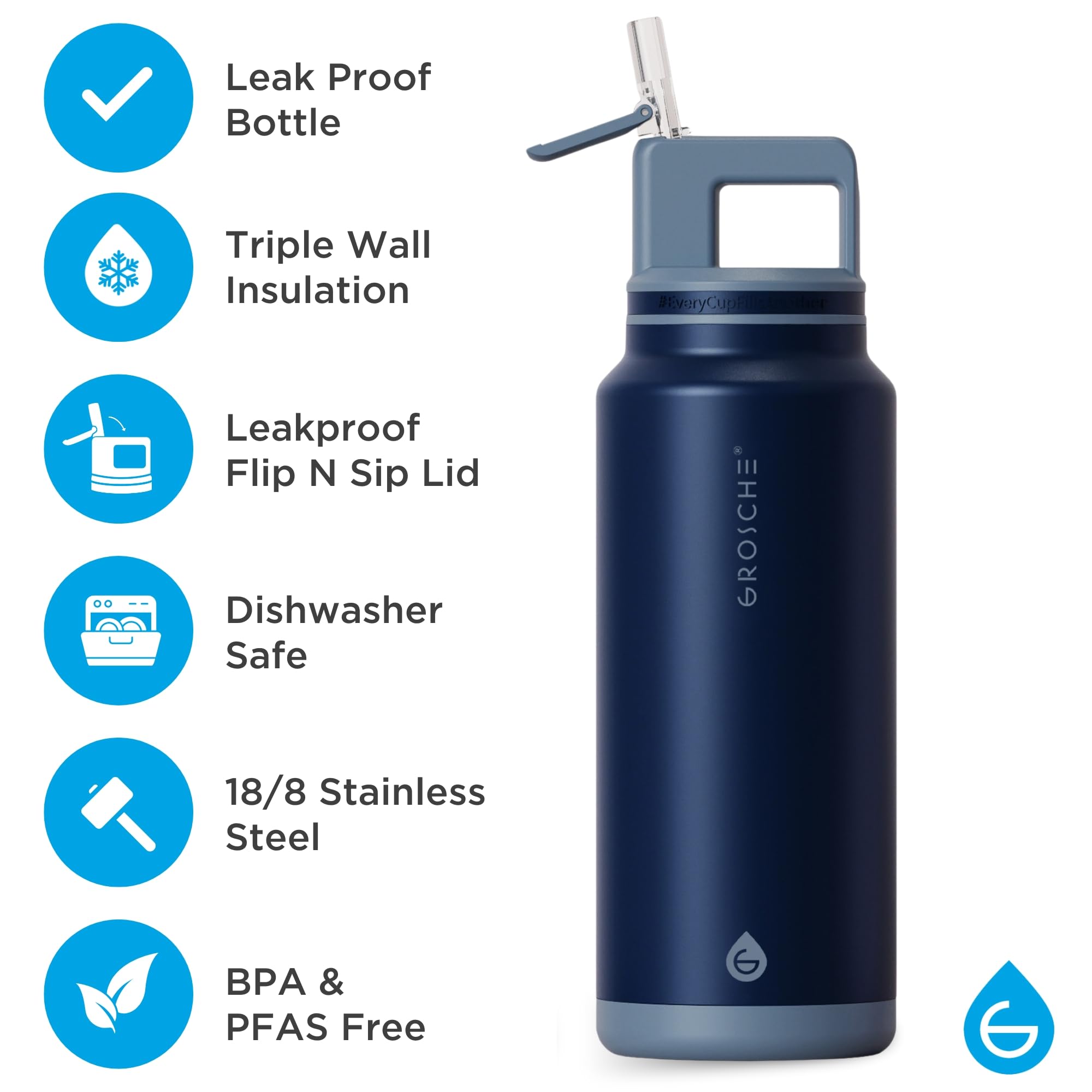 Amazon.com: GROSCHE Alpine Flip n' Sip 40 oz Insulated Water