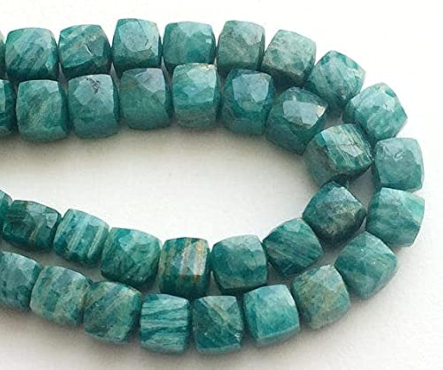 Perles Amazonite Naturelle Verte 7-9mm | Fil de Pierres Facettées pour Collier DIY