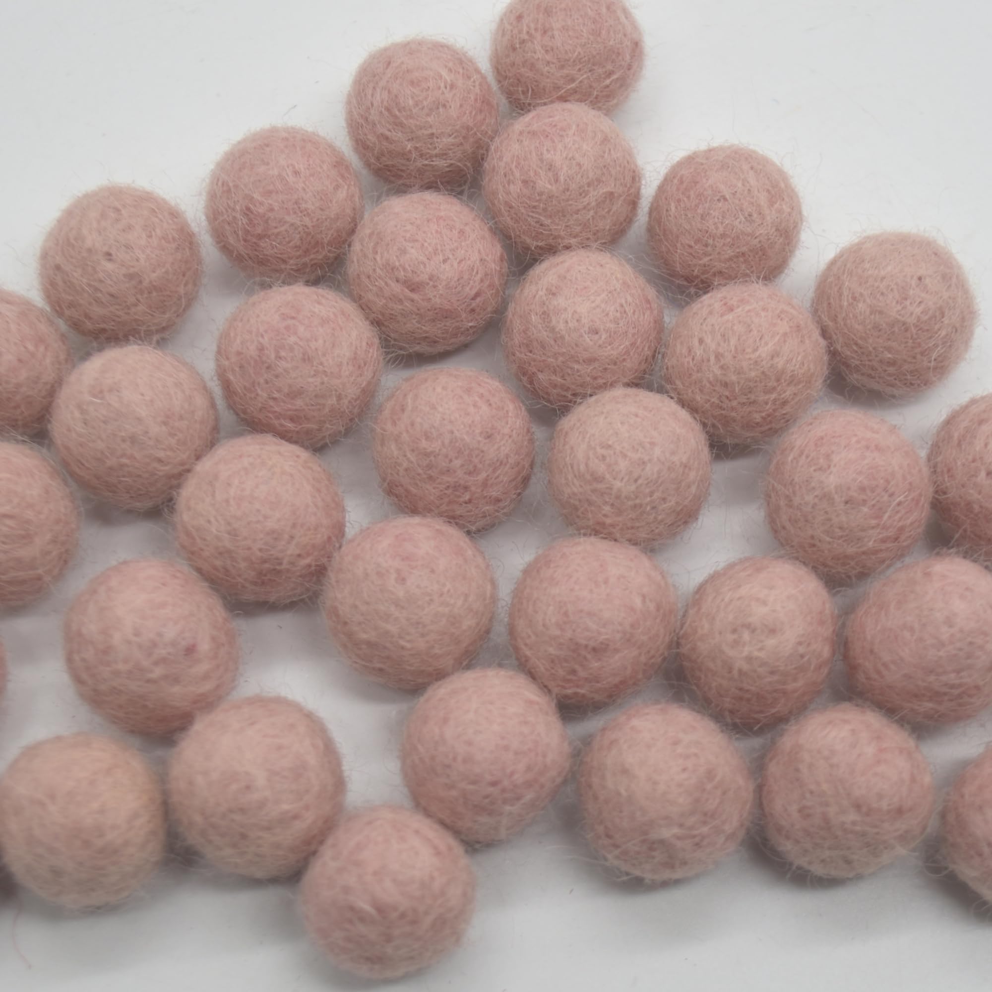 Oriental Direct Based In West Yorkshire Pastel Pink 100% Wool Felt Balls - 1.5Cm - 25 Felt Balls