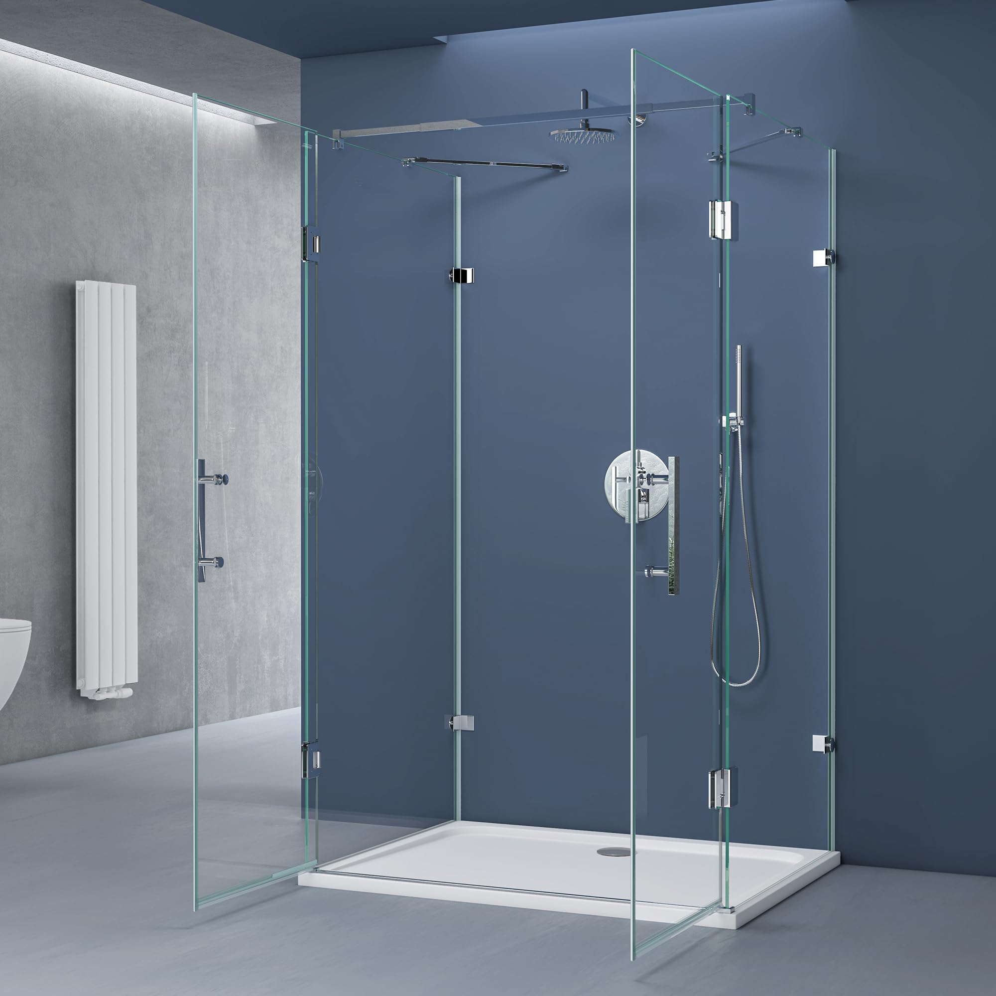 doporro U-Form Duschkabine 100x100x195cm Duschabtrennung 8mm ESG-Glas