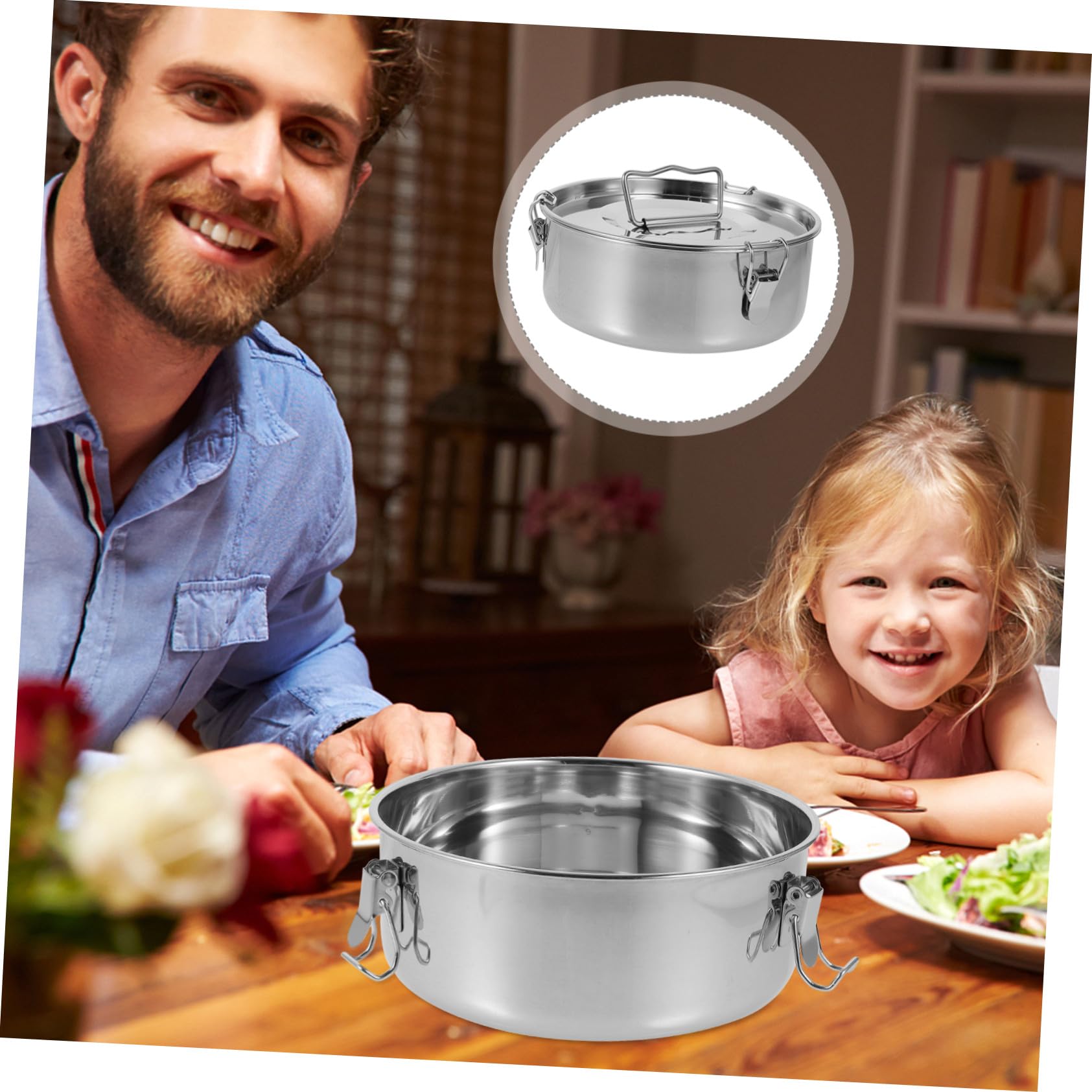 Molde para Hornear Flan de Acero Inoxidable con Tapa, Fácil de Usar Mango, Adecuado para Cocinar Lasagnas y Batatas al Vapor
