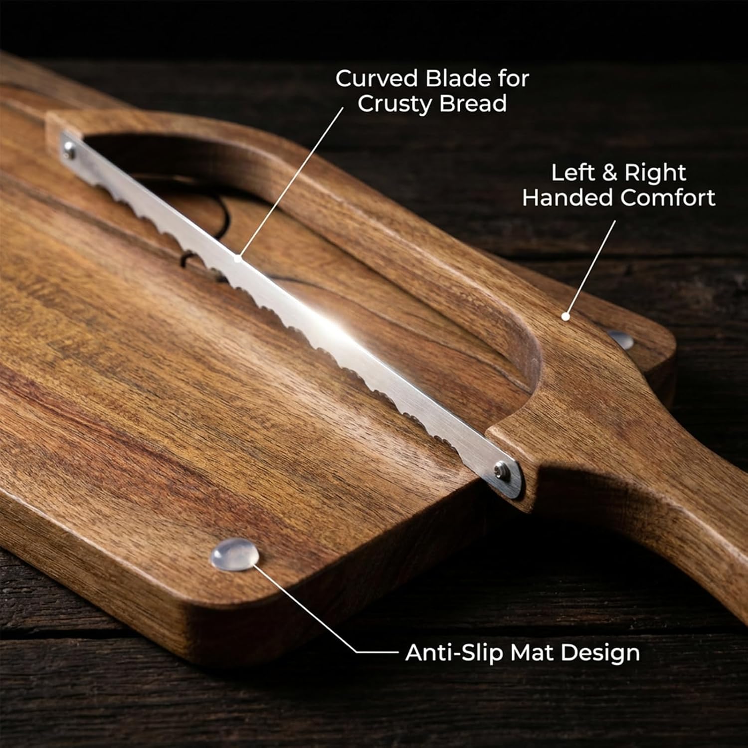 Bread Bow Set with Crumb Tray | Manual Sourdough Bread Knife for Homemade Loaves | Left & Right Handed, No Mess Slicing & Serving Kit for Artisan, Baguette, Bakers Gift
