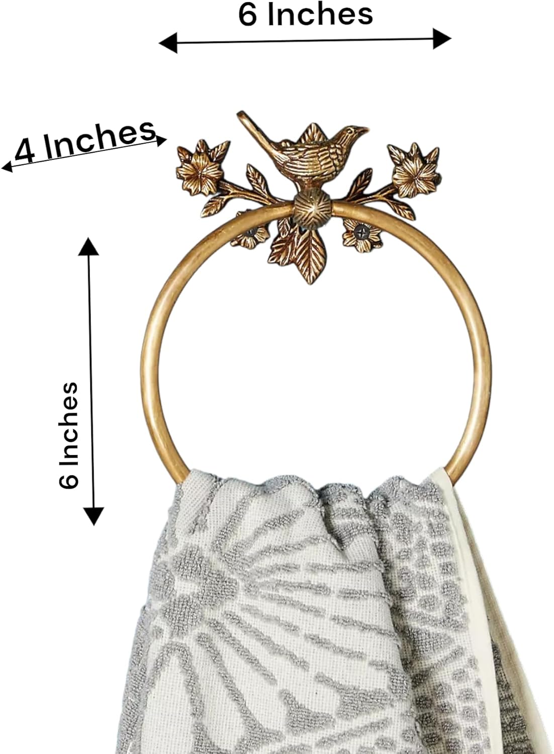 STYLENT Decor Solid Brass Bird Antique Towel Ring Bathroom Accessories Retro Hardware Bath Towel Holder Robe Hook Wall Mounted Vintage (Brass Antique)