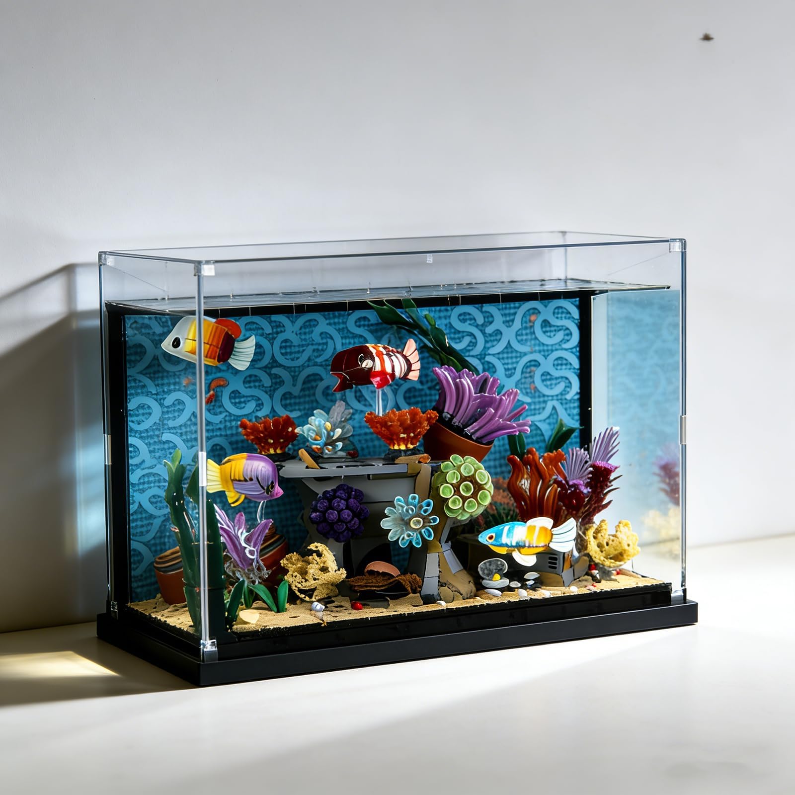 Acrylic Display Case for Lego 10366 Tropical Aquarium Construction Set, Dustproof Transparent Box - Display Case Only, Showcase Compatible with Lego 10366 Box