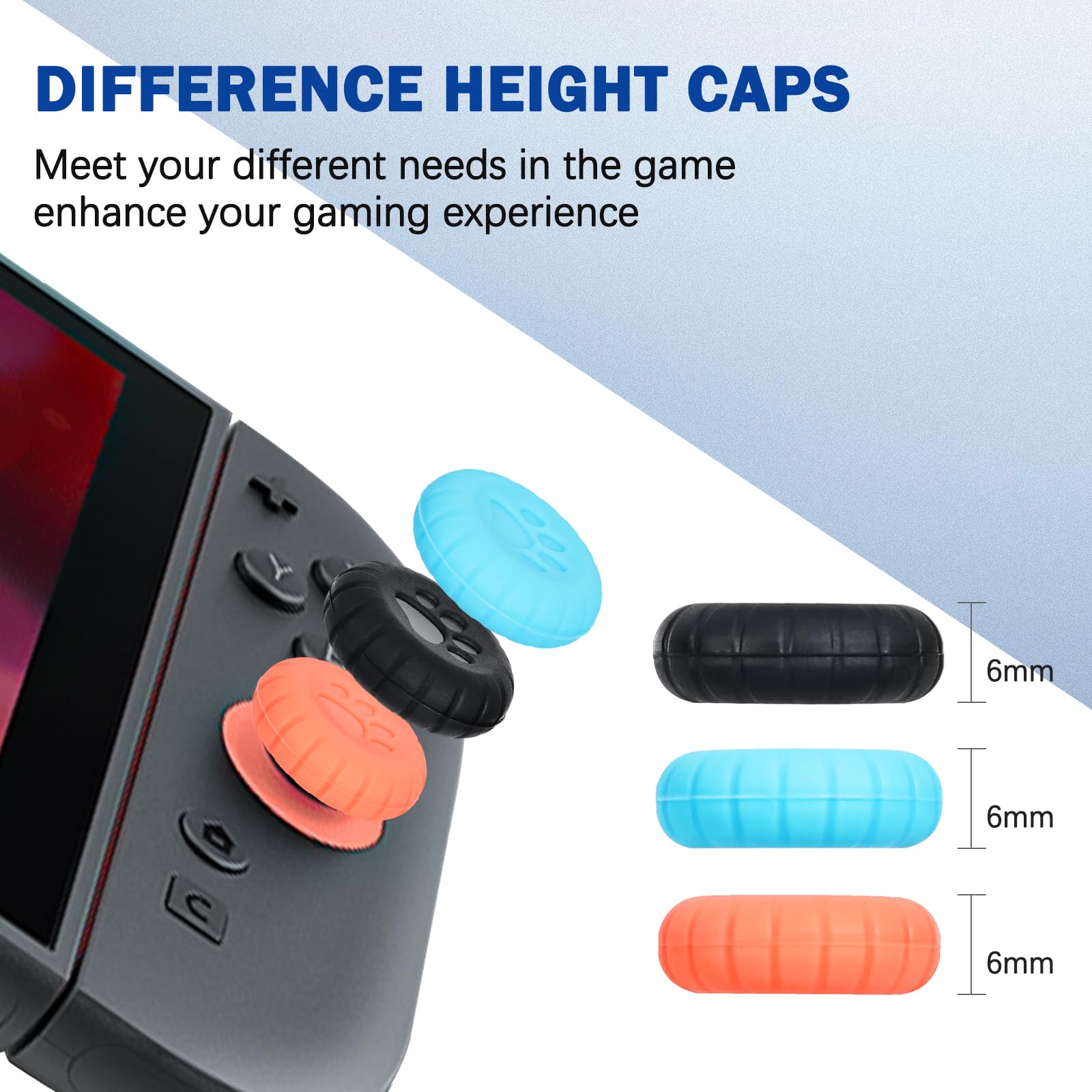 DLseego Thumb Grips Compatible with Switch 2,4PCS Cat Paw Design Ergonomic Joystick Cap,Silicone Non-Slip Improving Game Aiming Analog Button Cover,Black — view 3