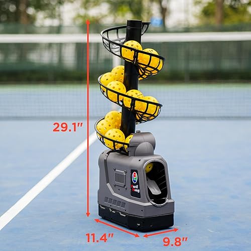 Miniatura 5 de Máquina de pickleball 681PBH con columpio automático, 3 ángulos y 4 velocidades ajustables, lanzador de pickleball portátil para práctica en