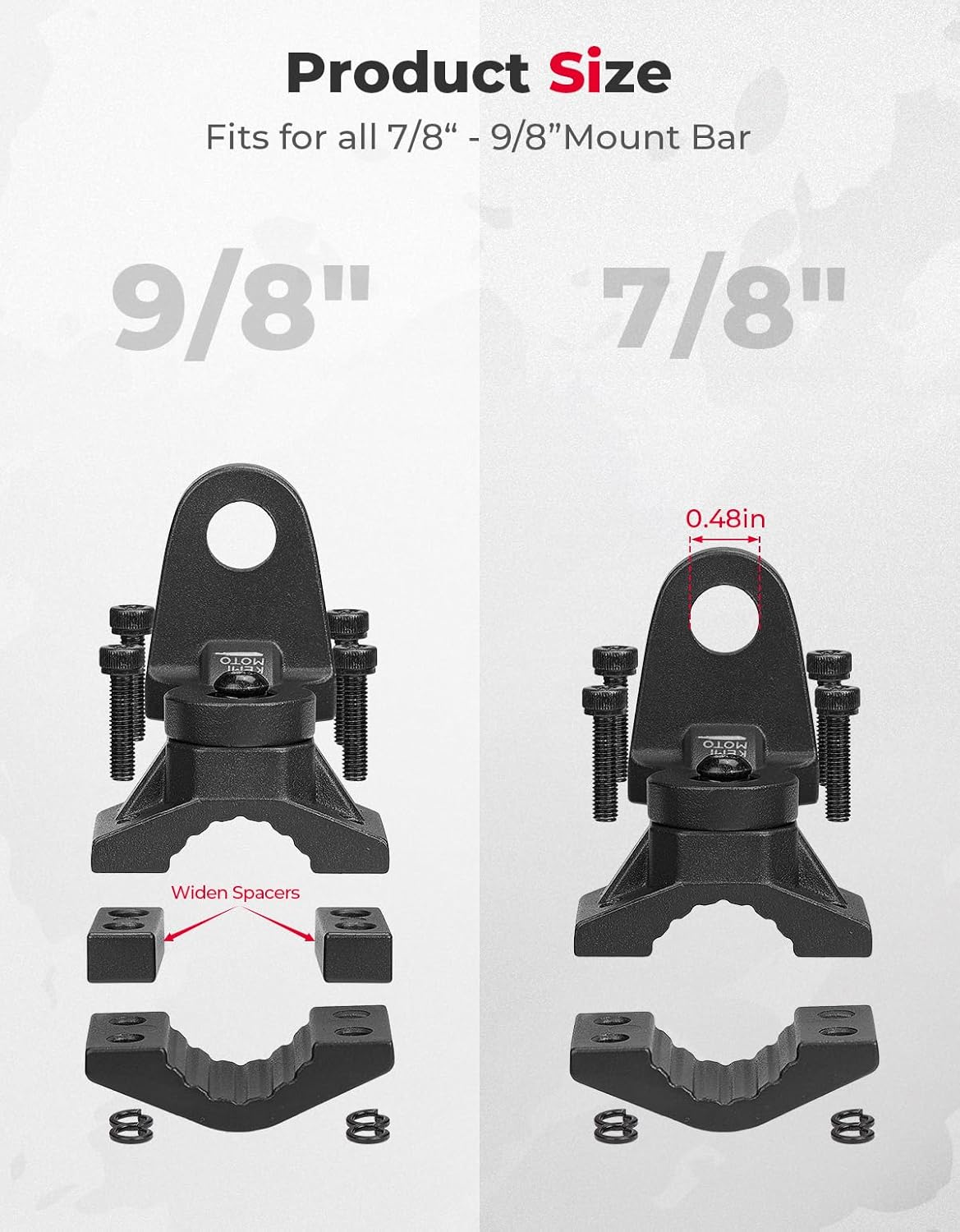 KEMIMOTO ATV Whip Mount, Heavy Duty Light Flag Mounts Fit for 0.875"/1"/1.125" Handlebar Rack Bar, Whip Light Mounting Bracket for ATV E-Bike Gocart- 360° Rotating Flag Hole, 2 Pack