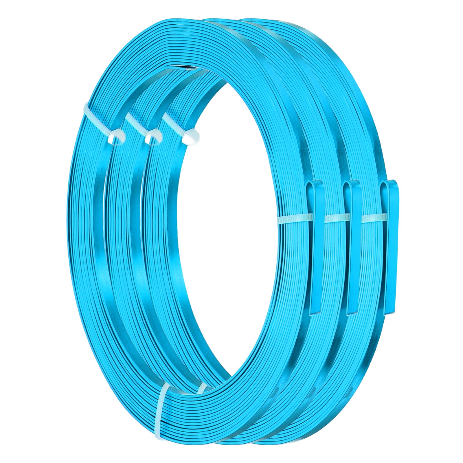 PATIKIL 20 AWG 3.5mm Wide Aluminum Flat Wire, 16Ft 3 Roll Bendable Anodized Aluminum Wire Wide Beading Craft for Jewelry Making Resin Bezel Frame Wrapping, Light Blue