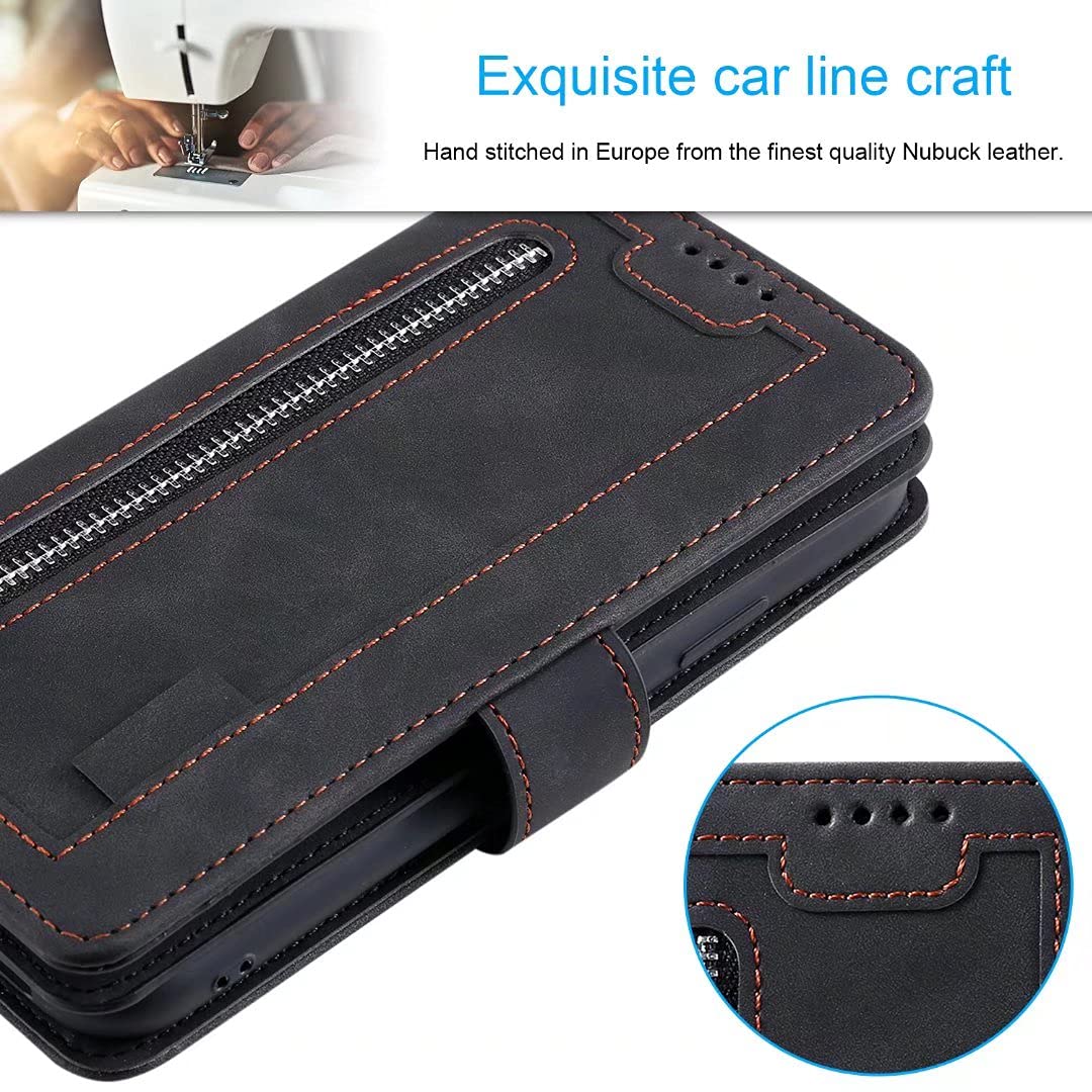 Custodia A Portafoglio Per Oppo Find X5 Lite, Pelle PU Con Slot Per Carte E Tasca, Flip Cover Con Supporto - Nero
