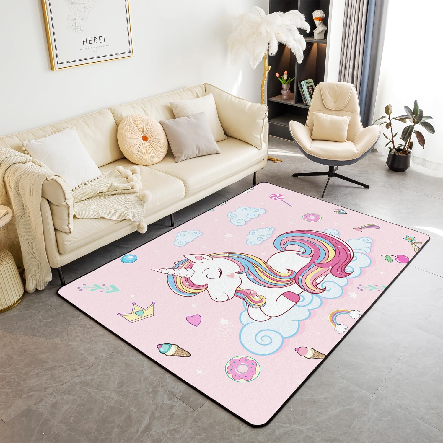 Juego de alfombras de unicornio rosa para llenar de ilusión el cuarto de las niñas