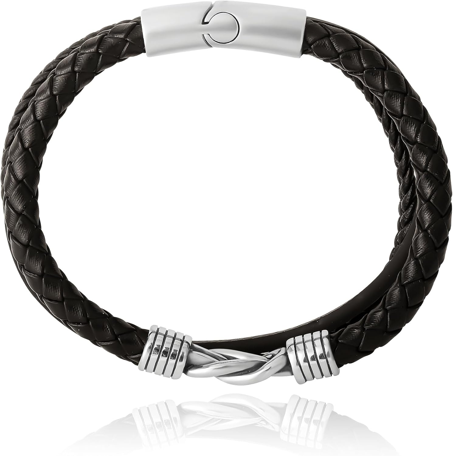 Lucky Brand 3-Row Bracelet for Men 8.5", Stainless Steel Knotted Bracelet, Valentines Day Gifts for Him - Image 6