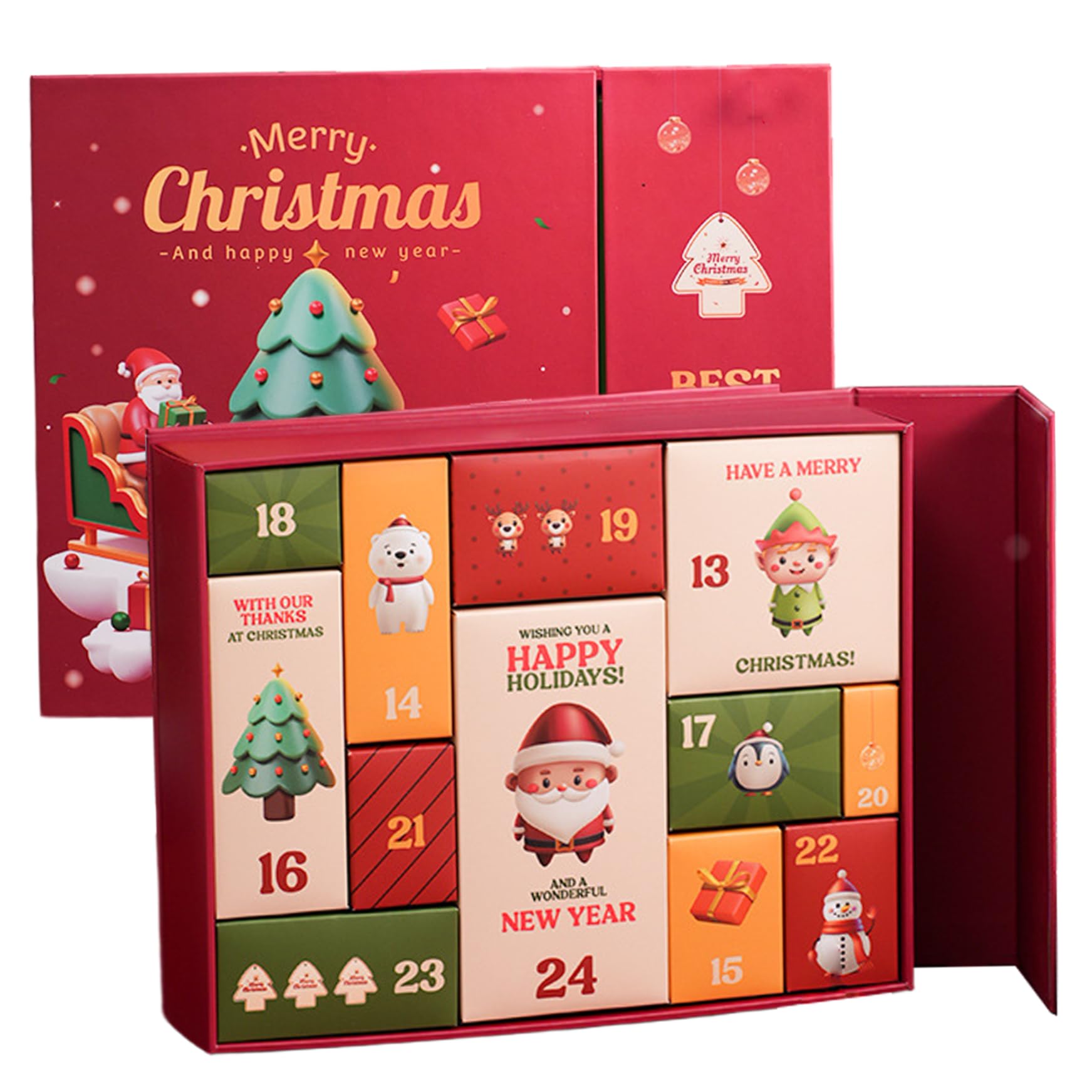 Gcroet Calendari dell'Avvento Vuoti da riempire Scatole del Calendario dell'Avvento di Natale Fai da Te per Il Conto alla rovescia di 12 Giorni per la Decorazione delle FESTIVITÀ Natalizie...