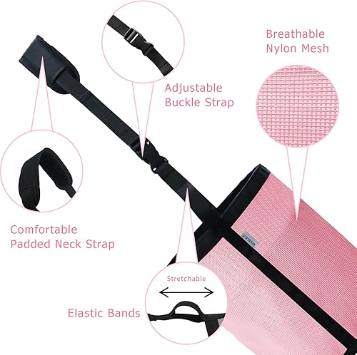 Miniatura 4 de Bolsa de alimentación para caballos, cubo de alimentación de caballos de grano de malla de nailon con correa ajustable, cómoda almohadilla para el