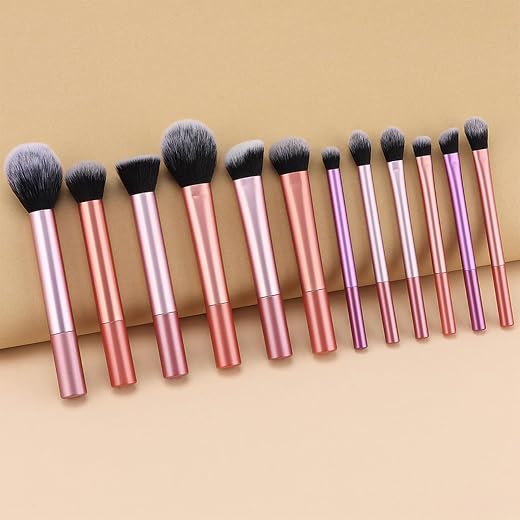 Kit de Pincéis de Maquiagem Portátil Conjunto Viagens Trabalho e Uso Diário Cerdas Macias para Dia das Mães e Aniversários Carnaval e Festas Cerdas (12 Pincéis)