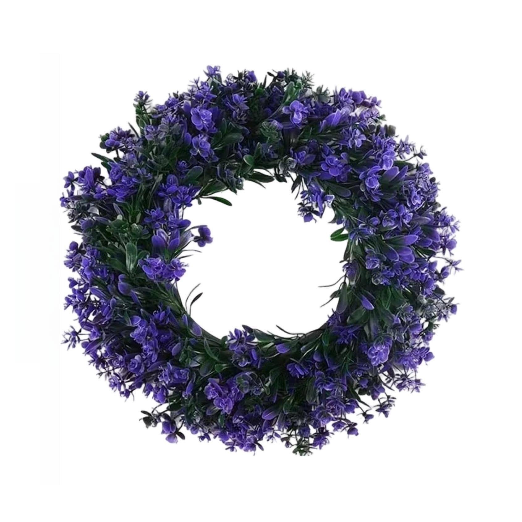 Spring Summer Wreaths for Front Door, 39 cm Summer Door Wreaths Outdoor,Artificial Wreath for Door Window, All Season Summer for Front Door Porch Home Farmhouse Decor (Purple)