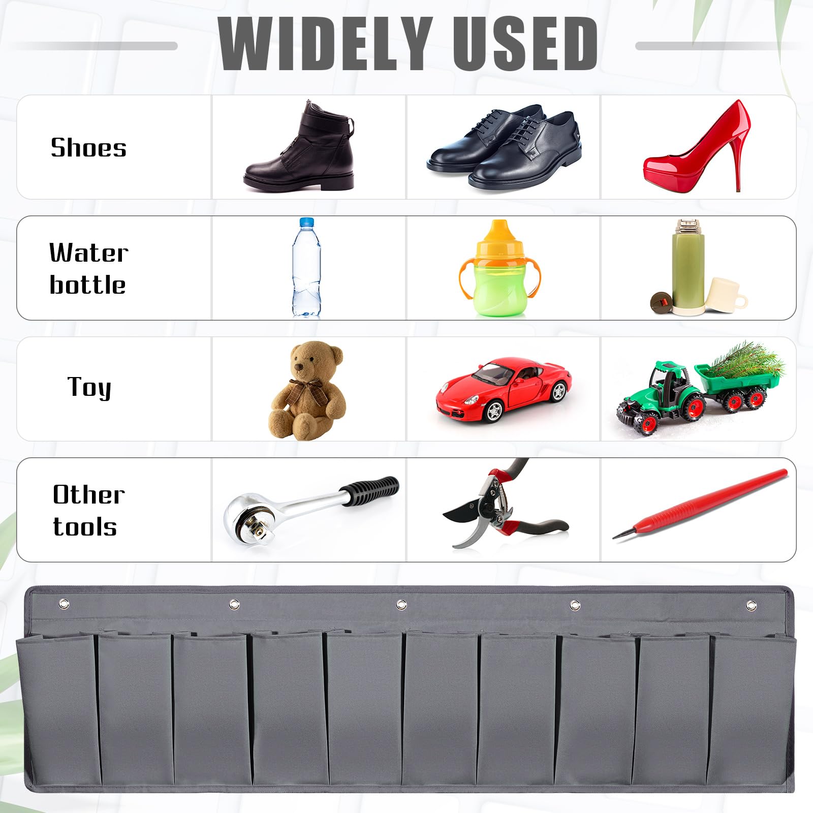 Berlune 2 x Wohnmobil-Schuhaufbewahrungstaschen, Bett, 111,4 cm, hängender Wohnmobil-Organizer mit 10 stabilen Haken für Schuhe, Spielzeug, Werkzeuge, Zubehör (grau)