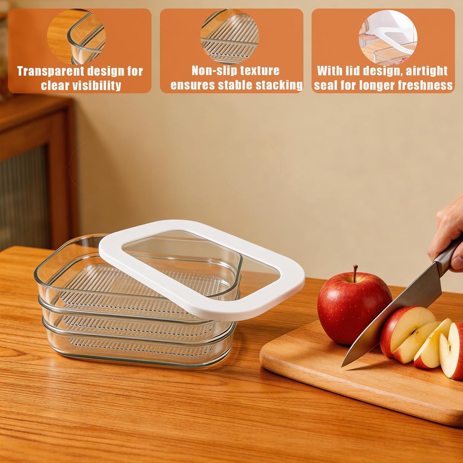 Meat Container for Fridge,3PCS Stackable Lunch Meat Container for Refrigerator,Transparent Meats Containers with Lid for Cold Cuts Salami Meal Prep Containers