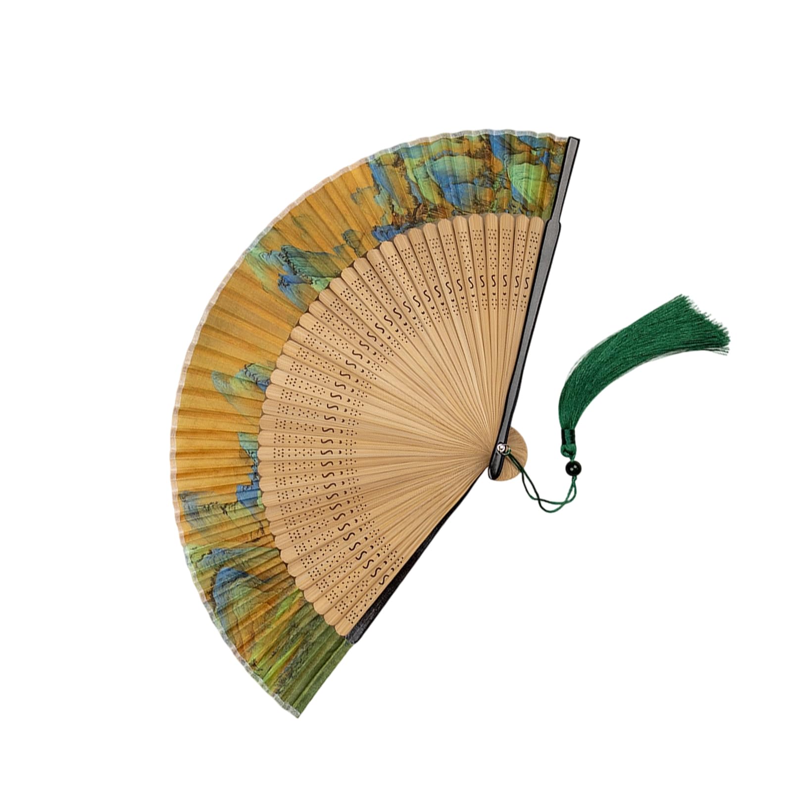 Kalttoy Handheld Chinese Folding Fan Folding Hand Foldable Fabric for Wedding Dancing Party Decorations Hand with Frames