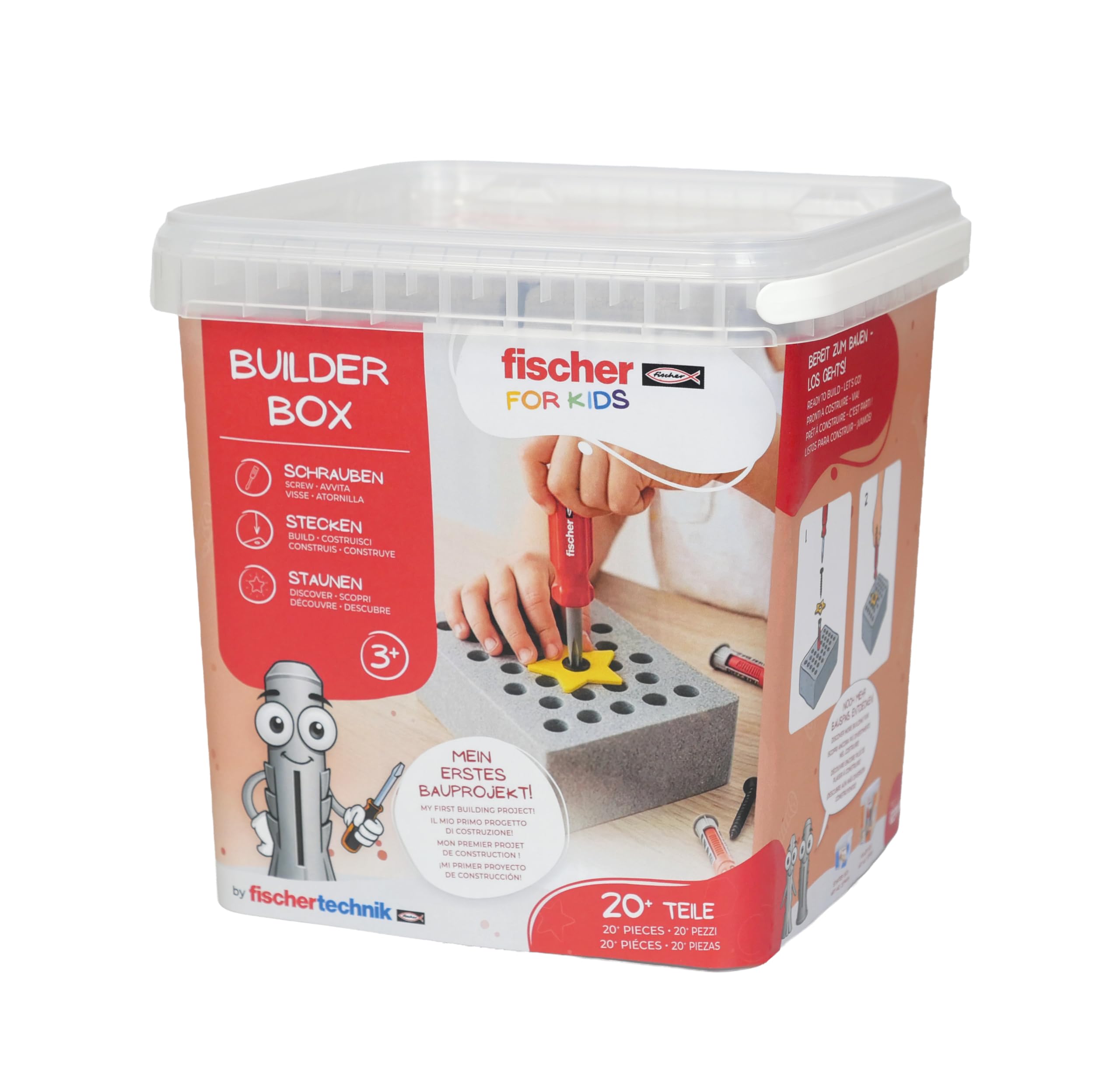 fischertechnik Fischer for Kids Builder-Box 579435 – Herramientas de Juguete para niños con Tacos Duo Kid, Conectores, un Destornillador, a Partir de 3 años
