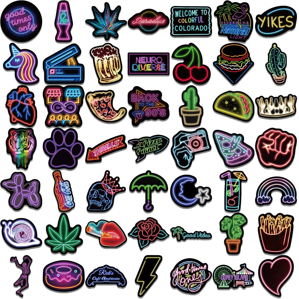 100 Autocollants Néon Vinyle - Imperméables - Pour Skate, Moto, Laptop - Personnalisation Déco