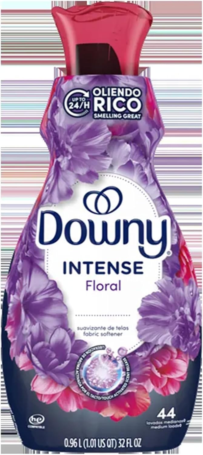 Intense Fabric Softener Floral Scent | Liquid Fabric Softener for Long-Lasting Freshness | Reduces Static & Leaves Clothes Soft | Compatible with All Machines | 34 oz