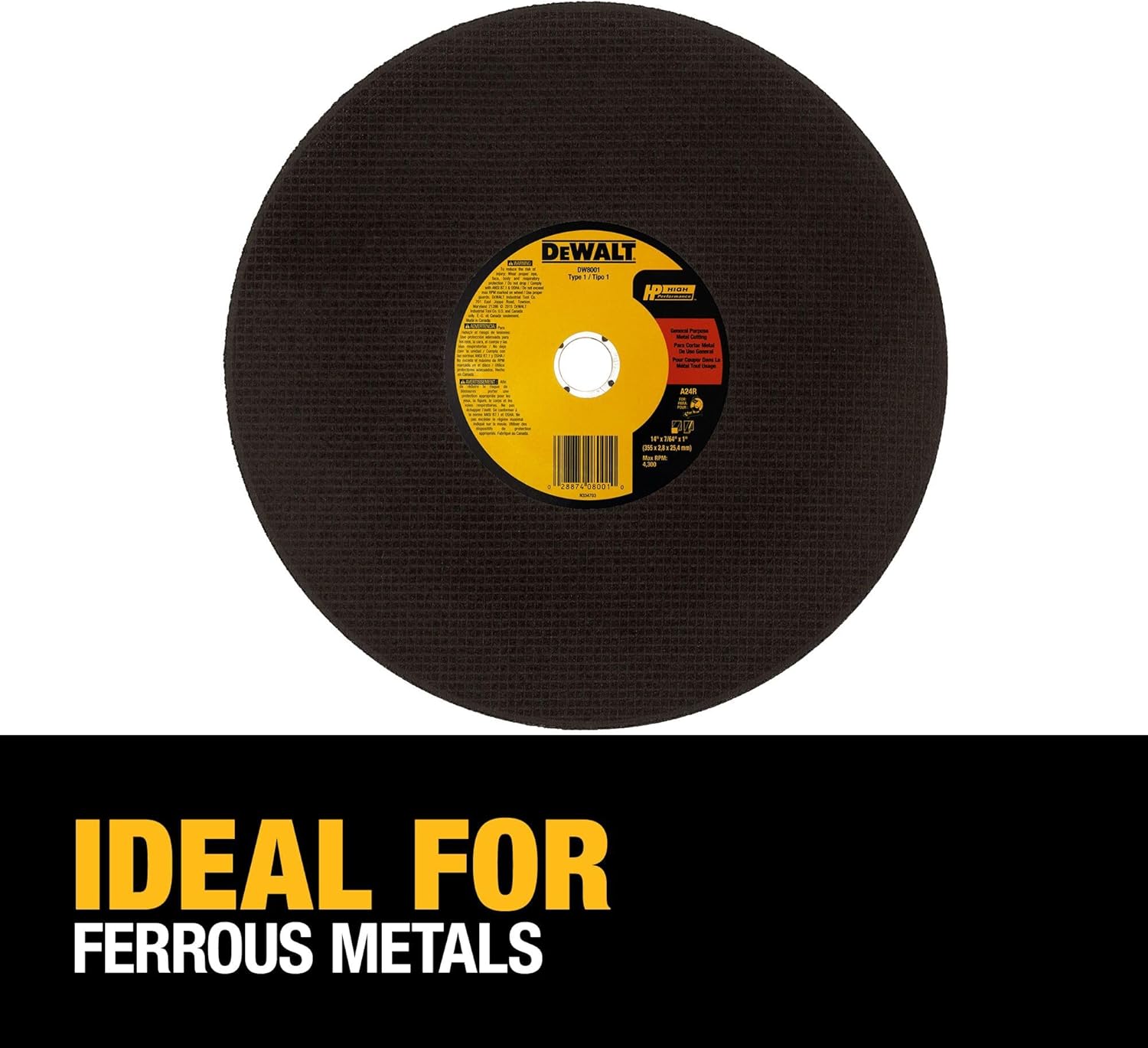 DEWALT 14" Chop Saw Blade, Metal Cut-Off Wheel (DW8001)