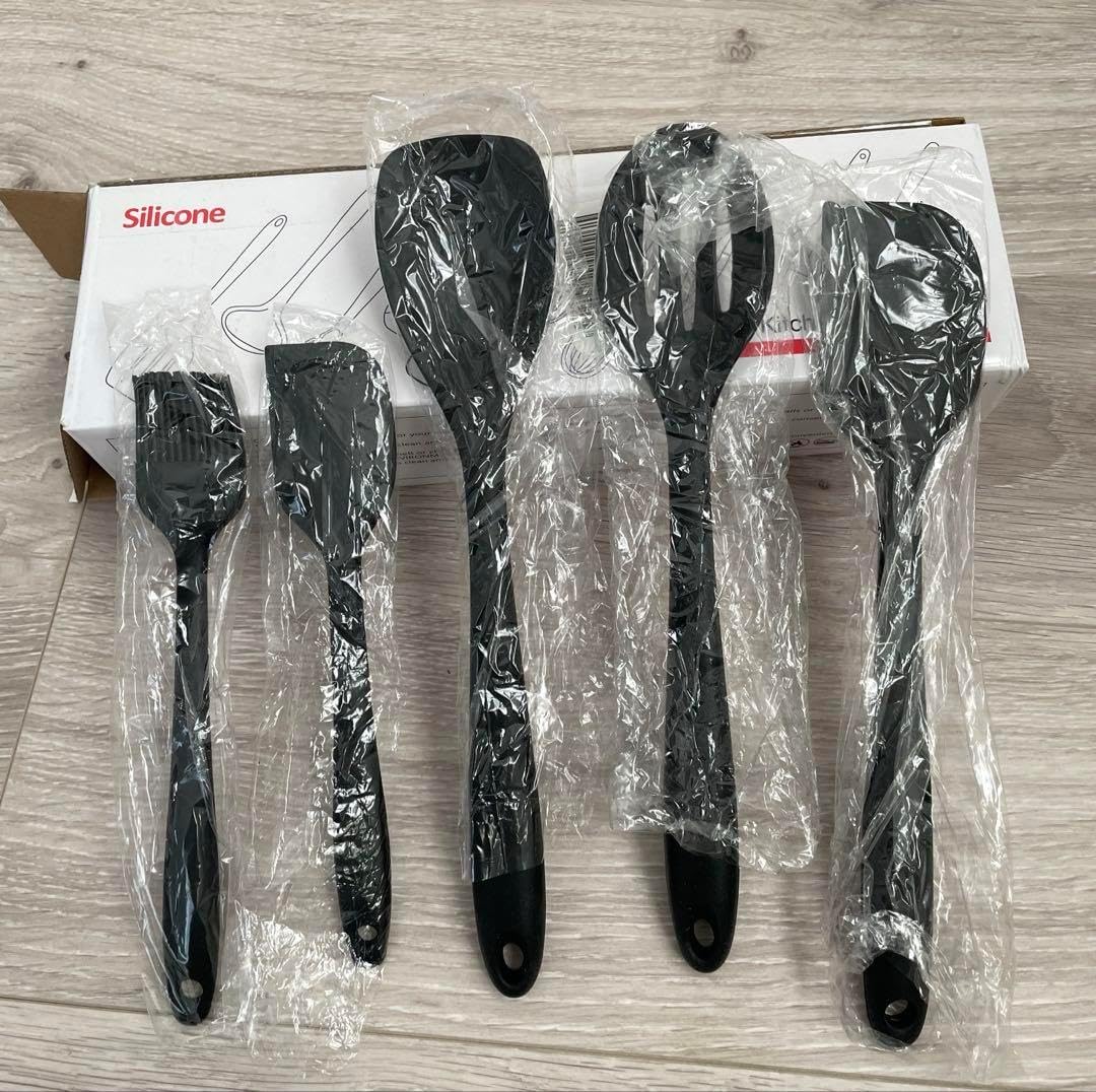 シリコンブラシ スパチュラ大小 シリコンスプーン 穴あきスプーン