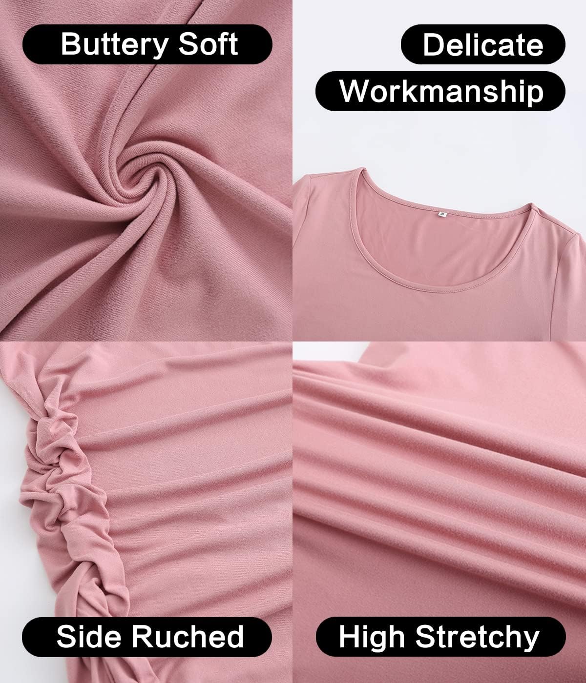 Maternity Dresses for Daily, Baby Shower Photography, Short Sleeve Sleeveless Tank Dresses, Side Ruching - Image 4