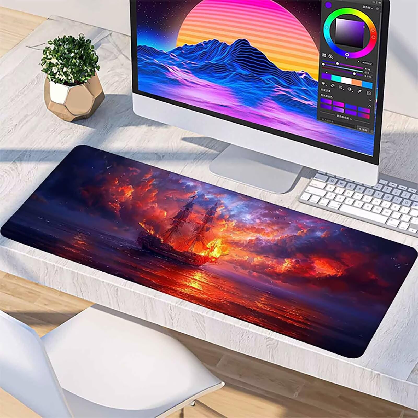 Podkładka pod mysz do łodzi XXL podkładka pod mysz do gier 1200 x 600 mm, wodoodporna podkładka pod mysz czarna podkładka pod mysz z antypoślizgową gumową podstawą i przeszytymi krawędziami do gier