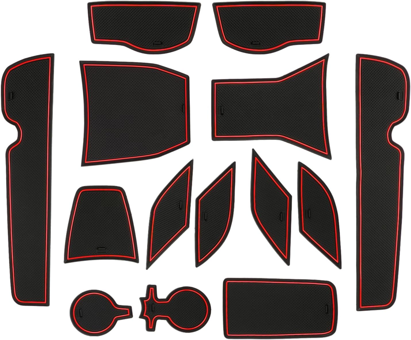 BIXUAN 2025 Trax Door Slot Mat Liner Accessories for 2024 2025 Chevy Trax LS/1RS/LT/2RS/ACTIV Non-Slip Rubber Mat Cup Holder Center Console Liner Inserts 14PCS Red Trim