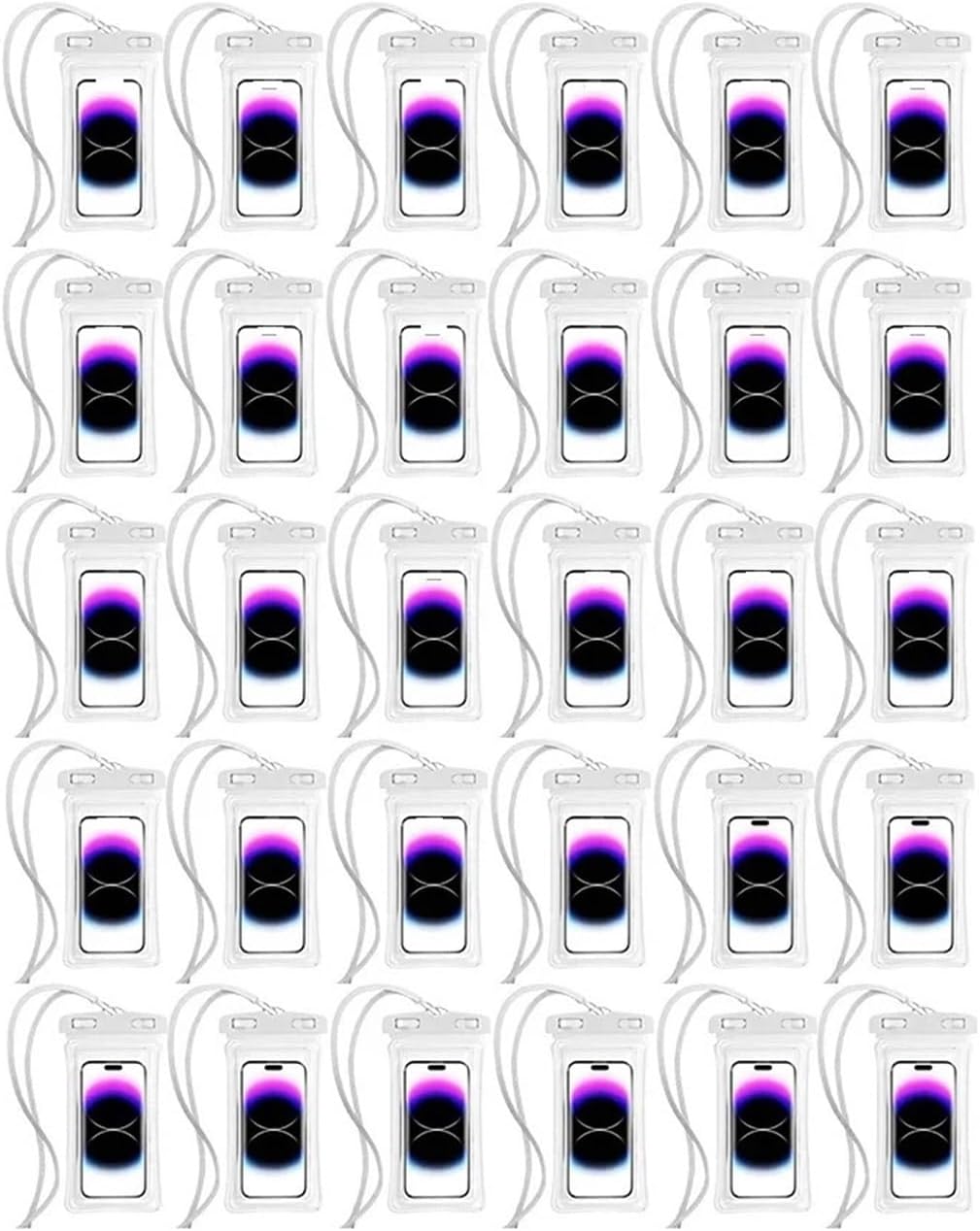 Floating Waterproof Phone Pouch Universal Water Resistant Case Under 7.2 Inches Dry Bag Essential For Sport(White-10PC)