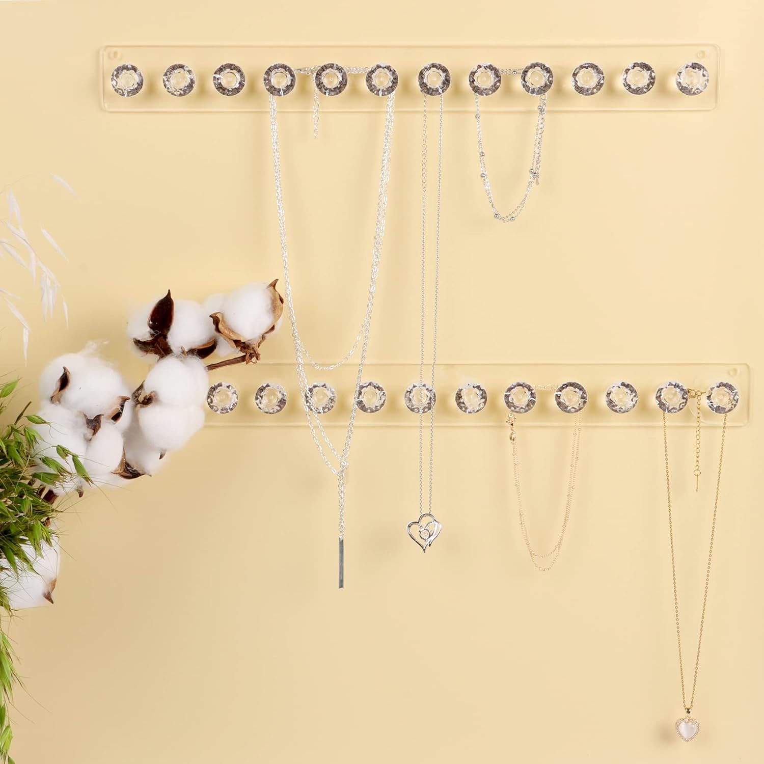 Kaket Necklace Hanger, 2PC Necklace Holder Wall Mount, Necklace Organiser Hanging, Necklace