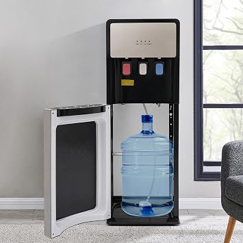 Water Cooler Dispenser,Bottom Loading Electric Water Dispenser Capacity 0.53 to 1.32 Gallon,with Anti-Scalding Design for Home,Office, Living RoomSliver Grey